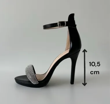 Sandale dama cu toc subtire negre 108 T4-3